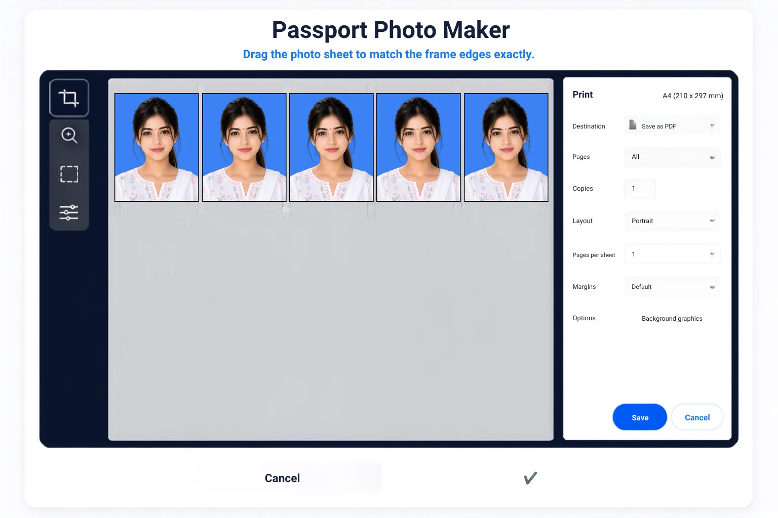 Passport Photos on A4 Sheet Ready for Print