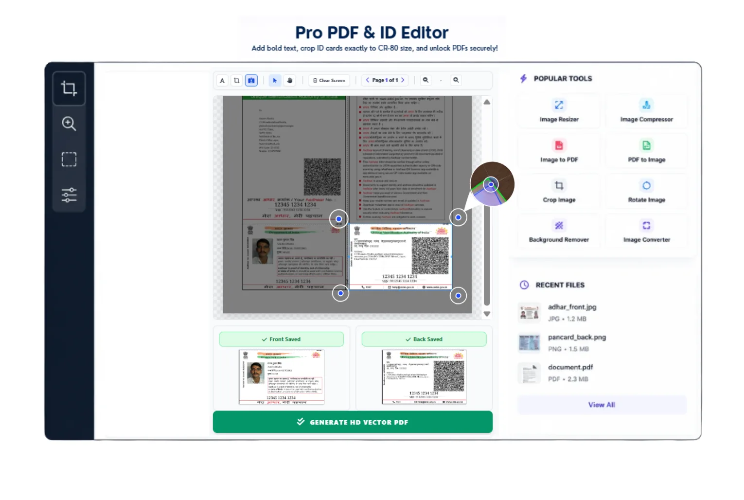 Add Text, Signatures and Crop PDF ID Cards