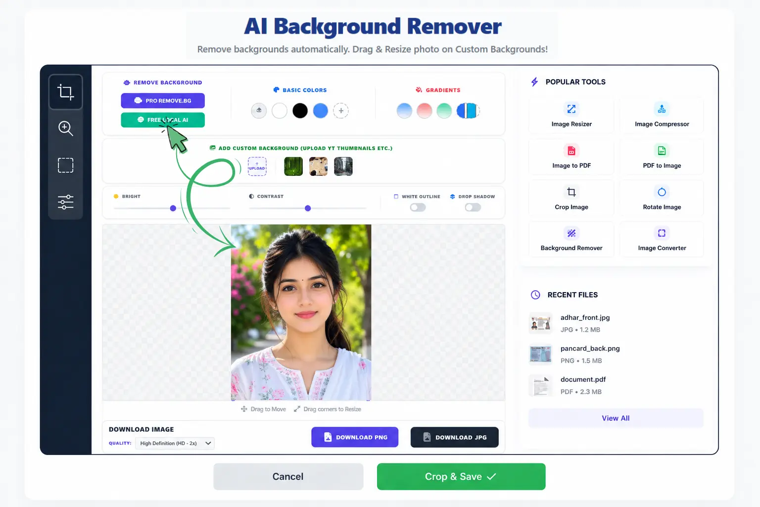 Upload Photo for Free AI Background Removal