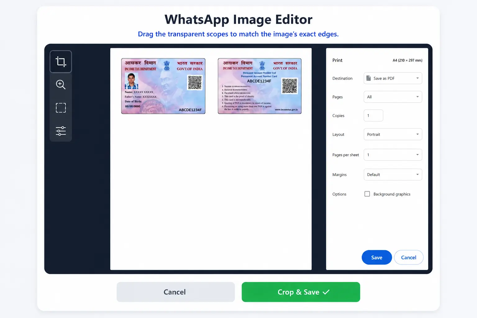 Perfect A4 Sheet Print Alignment for WhatsApp Images