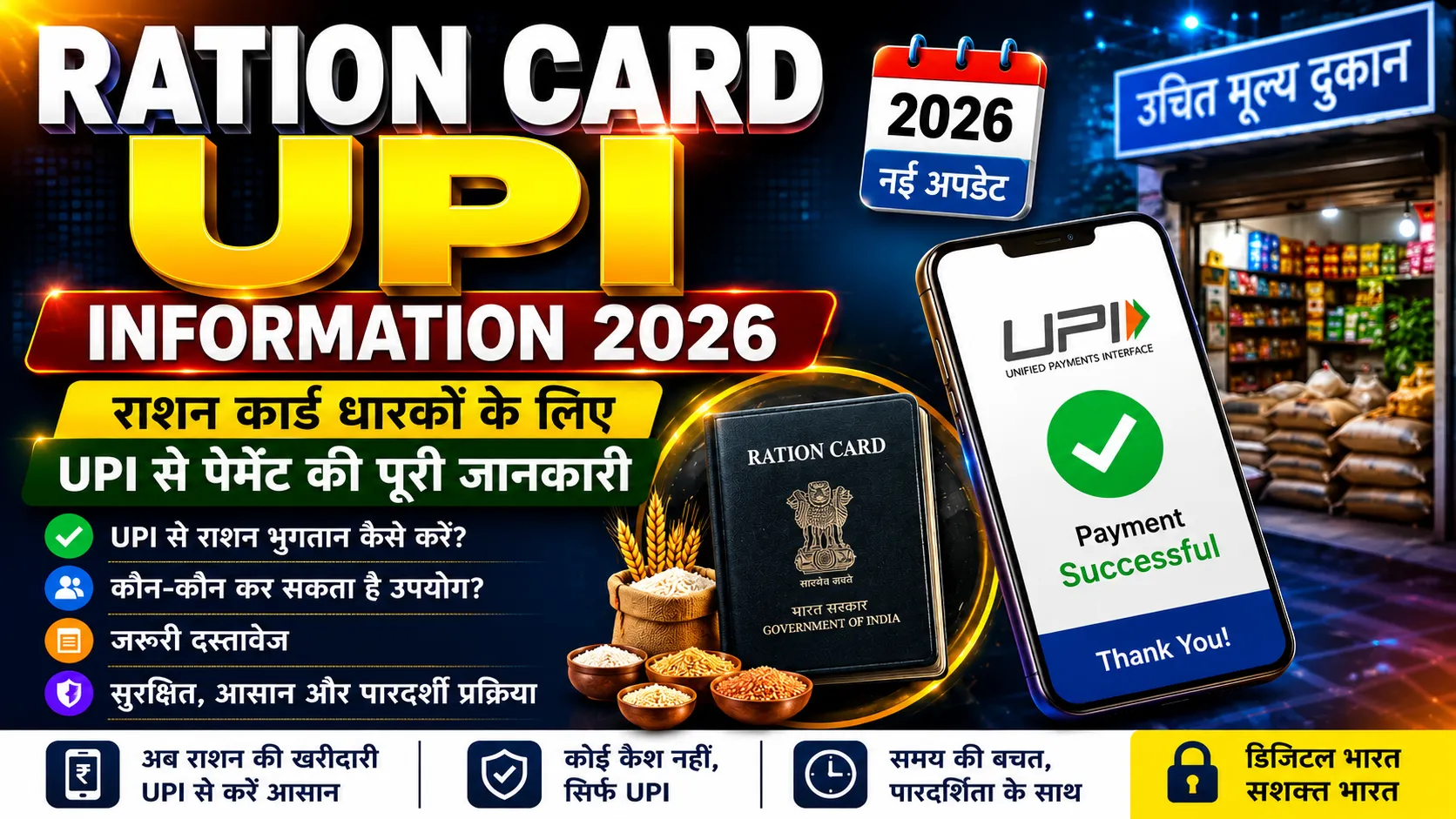 राशन कार्ड UPI जानकारी 2026: जानिए भविष्य की डिजिटल राशन वितरण प्रणाली!