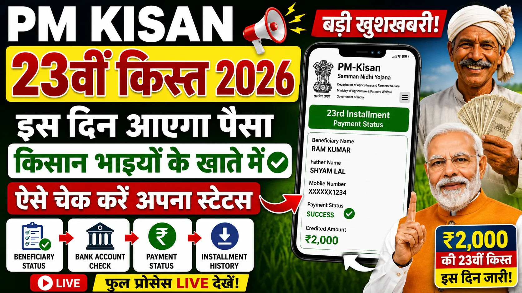 PM Kisan 23rd Installment 2026 🔥 | इस दिन आएंगे ₹2000 | PM Kisan Payment Date